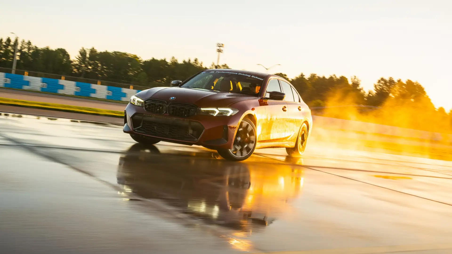 BMW M340i drifting on track in South Carolina