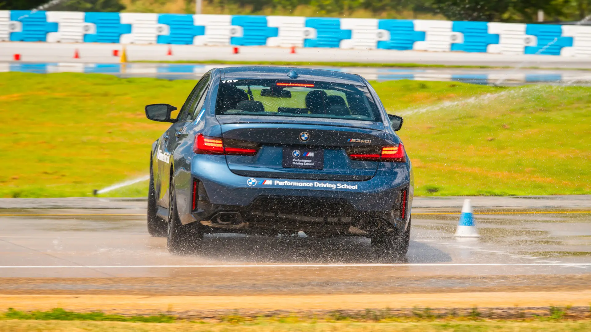 BMW M340i wet skid pad
